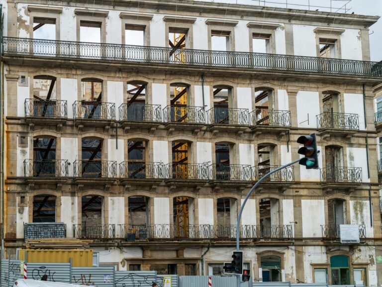 Renovation project of a historic facade in Porto, Portugal showcasing adaptive reuse and heritage preservation.